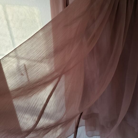 H&M Beige V-neck Chiffon Babydoll style Hi-Low Balloon sleeve dress,sz XXS - Picture 8 of 10